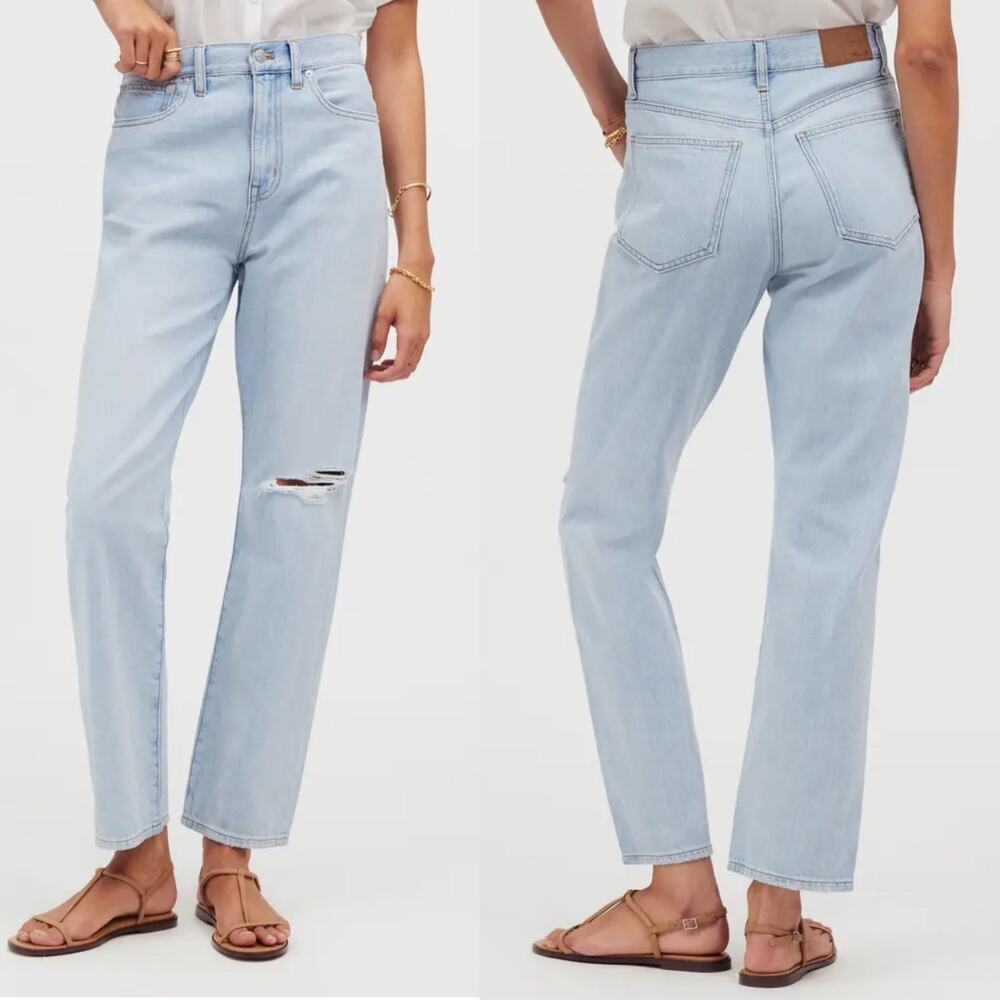 Madewell 90s Straight Crop Ripped Knee Jeans Womens 25 Fitzgerald